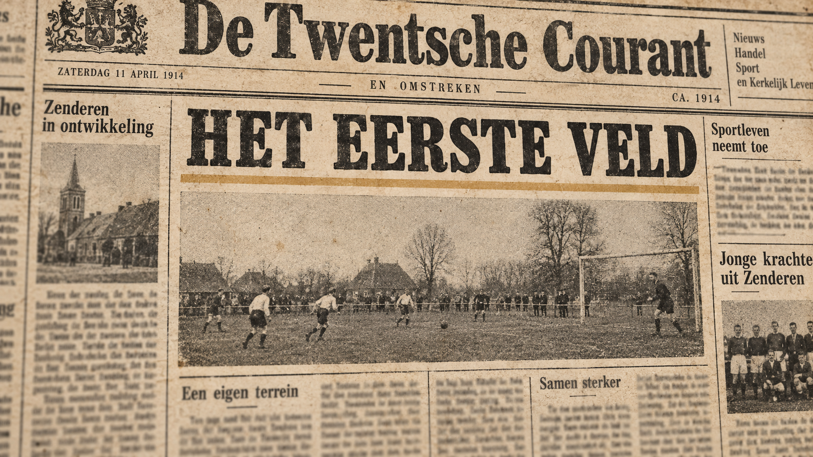 Krantenartikel over Het eerste veld van Zenderen Vooruit